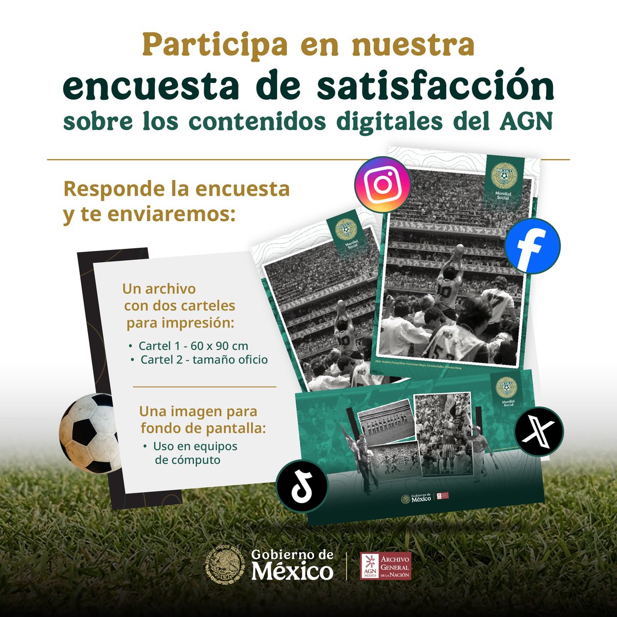 AGNMex's tweet photo. 🗳️⚽ Tu opinión vale más de lo que imaginas.
Dedica unos minutos a responder nuestra encuesta sobre los contenidos digitales del AGN y recibe materiales descargables exclusivos de los eventos deportivos más sobresalientes de la historia de México. 🏟️📸
https://t.co/Gasa5oQJm9 https://t.co/DzWN88mMNh