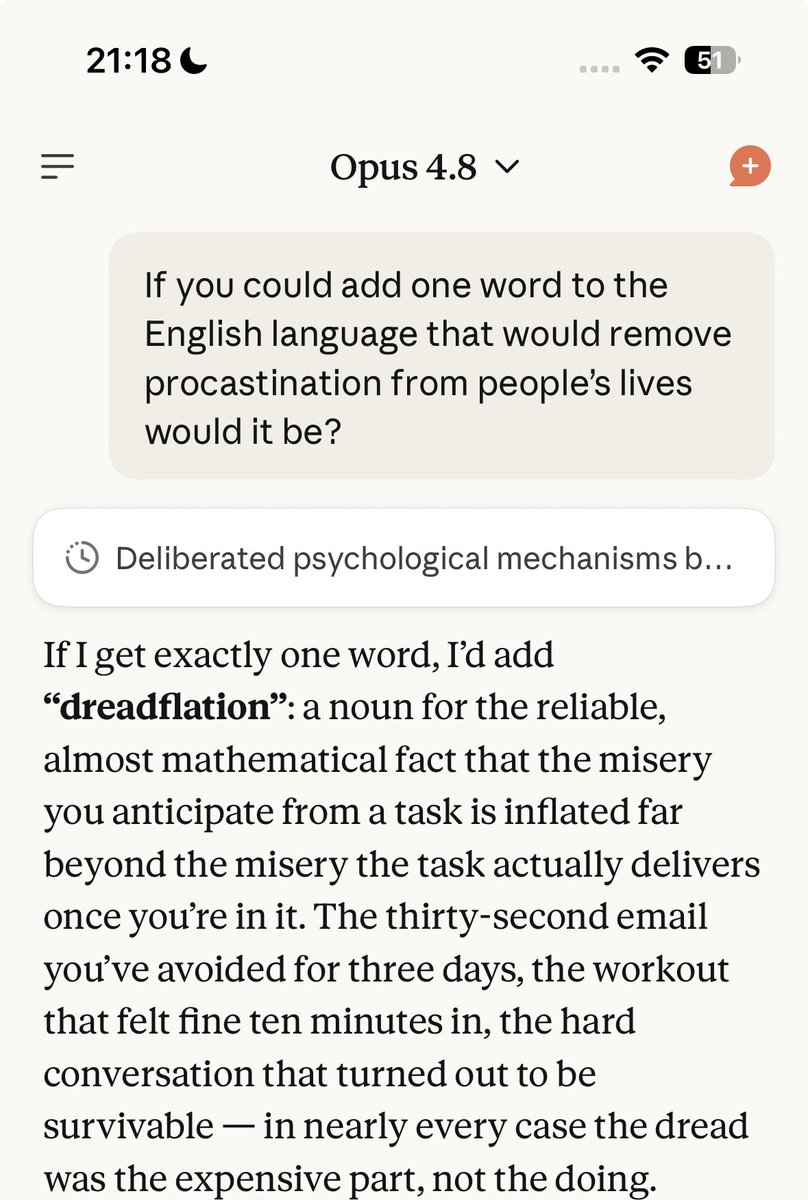 PromptLLM's tweet photo. Claude would add dreadflation to the dictionary https://t.co/DhnVFqmmLD