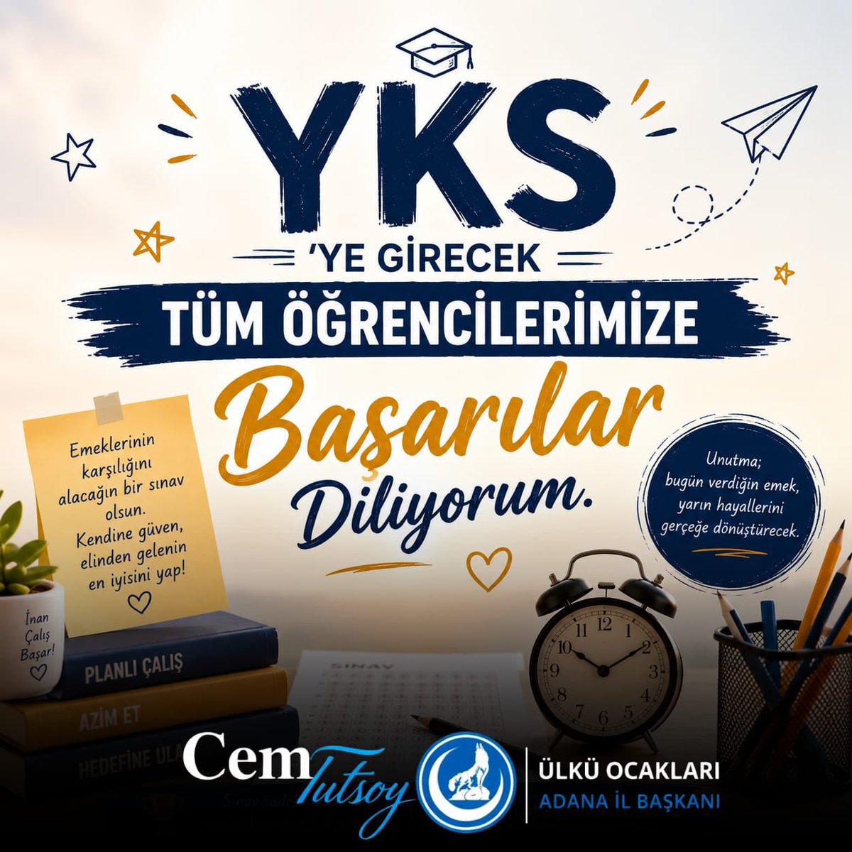 CemTutsoy's tweet photo. YKS'ye girecek öğrencilerimize başarılar diliyorum. 

Cem TUTSOY
Ülkü Ocakları Adana İl Başkanı https://t.co/1Nb2M5Zs2K