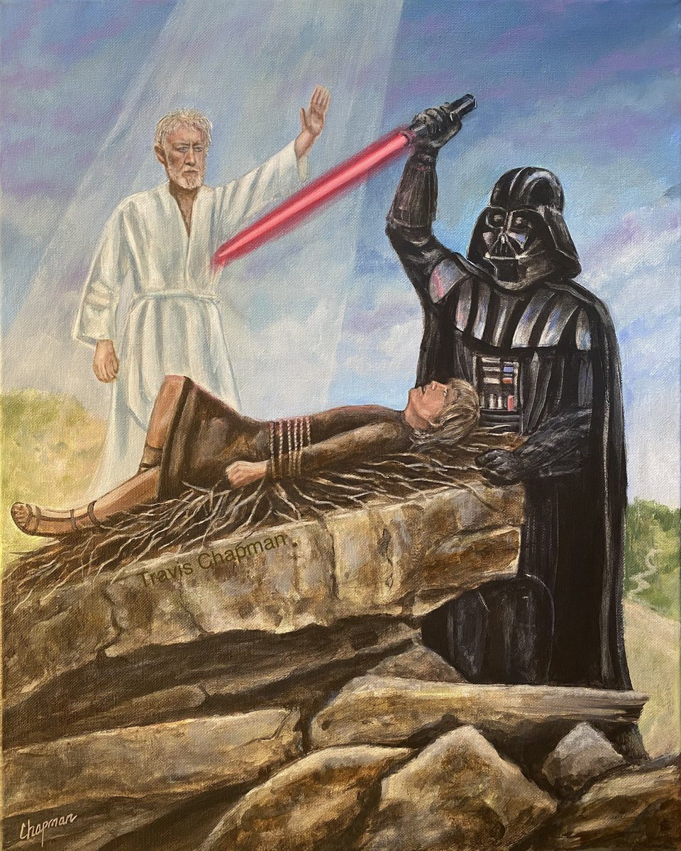 Travispaints's tweet photo. I painted a Father’s Day miracle. Star Wars/biblical canon. Very rare. https://t.co/xSk7yNbgjY