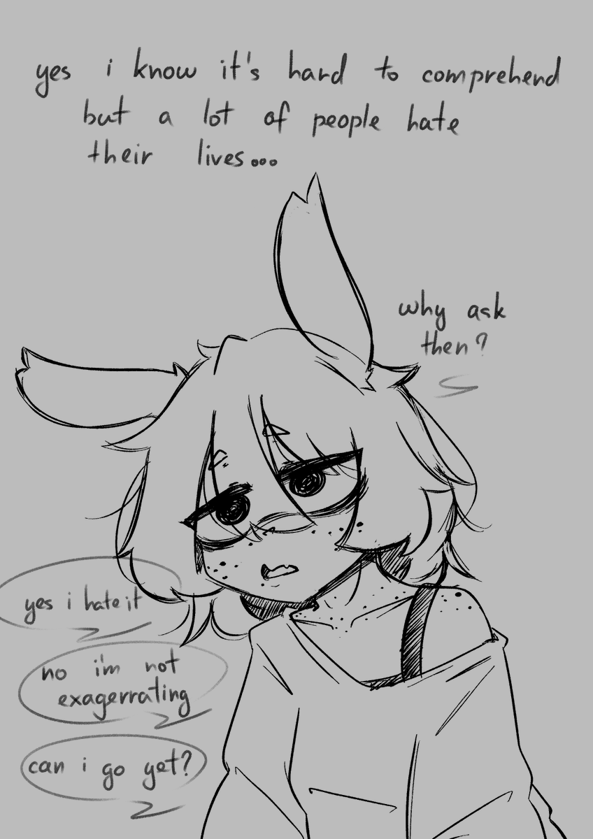 TheKuroyuu's tweet photo. was forced to do a bs survey with a woman for government and when i answered "i dislike my life overall" she was like 
"AaAaaAwwW you reaaally think so? that's so sad" 
the fuck kind of reaction is that? and for answering your dog useless questions https://t.co/5vgckarh32