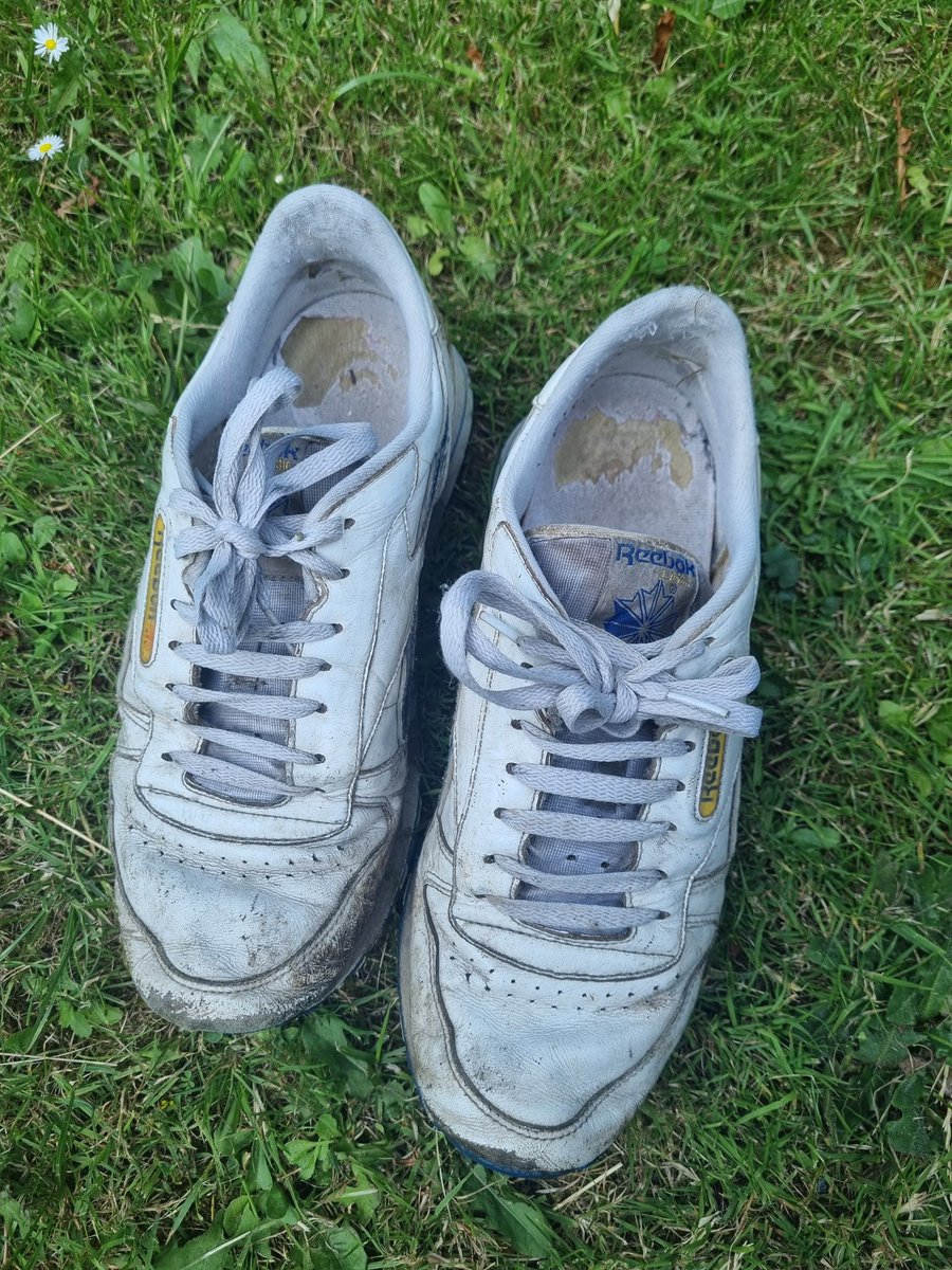 Badasafish80's tweet photo. I've had these Reebok Classics since 1998 (28 years). Has anyone had shoes longer and still wear them?

Best trainers -> Chill trainers -> Car Washing trainers -> Garden trainers -> What's next?

Any chance of getting some replacements @Reebok as a reward for long service? https://t.co/zEstNiEmNS