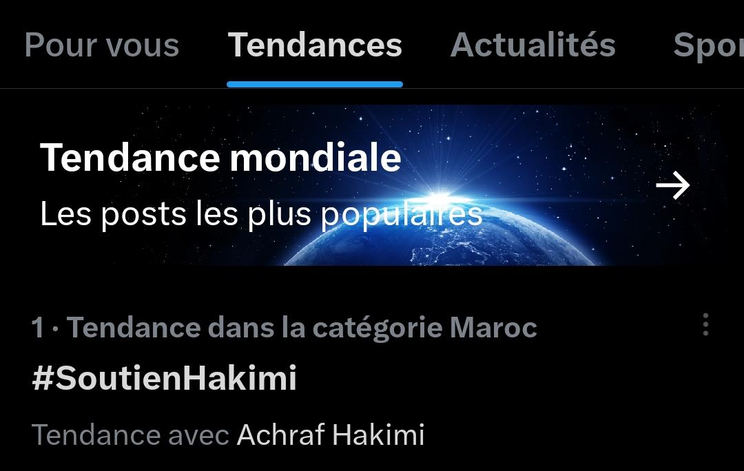 Endmtalents's tweet photo. Bravo to the sons and daughters of Morocco! 👊🇲🇦

The hashtag in support of Achraf Hakimi is now trending. Let's keep showing our unwavering support for our champion.

#SoutienHakimi 

#ENDM https://t.co/lccZAGCwJh