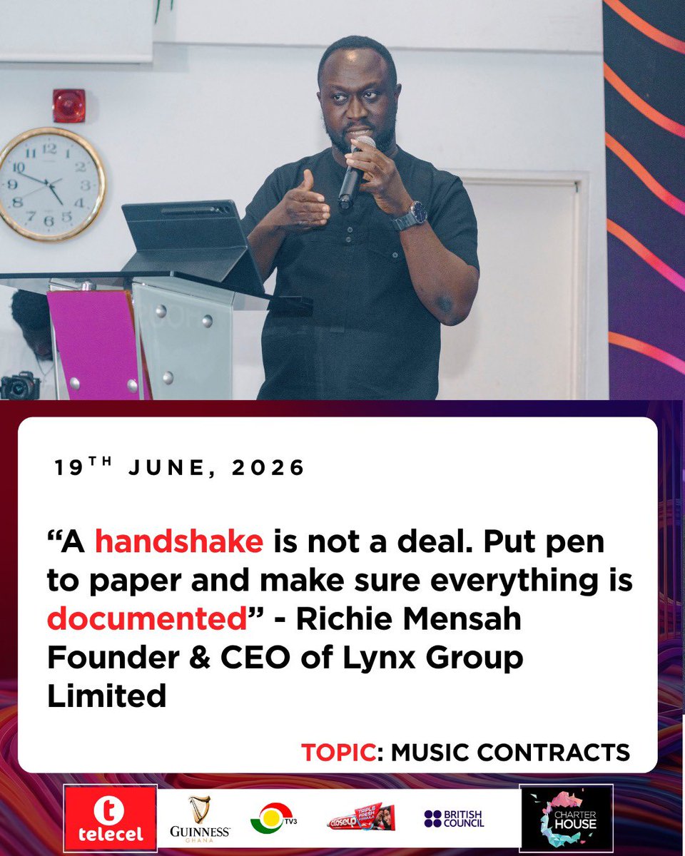 GHMusicAwards's tweet photo. TGMA National Music Summit 2026.
@RichieMensahGh 

#27thTGMA #TGMAmusicSummit https://t.co/3qm9EAJgt8