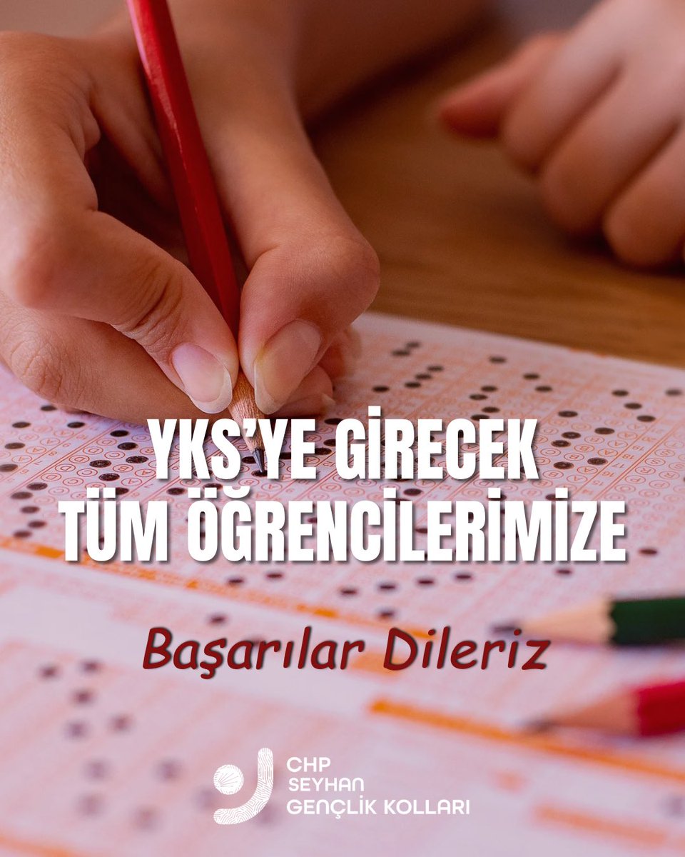 chpseyhangenc01's tweet photo. YKS’ye girecek tüm öğrencilerimize başarılar diliyoruz. Emeklerinizin karşılığını alacağınız, gönlünüzce bir sınav geçirmeniz temennisiyle. Yolunuz açık, geleceğiniz aydınlık olsun. https://t.co/qDKt8LLS1W