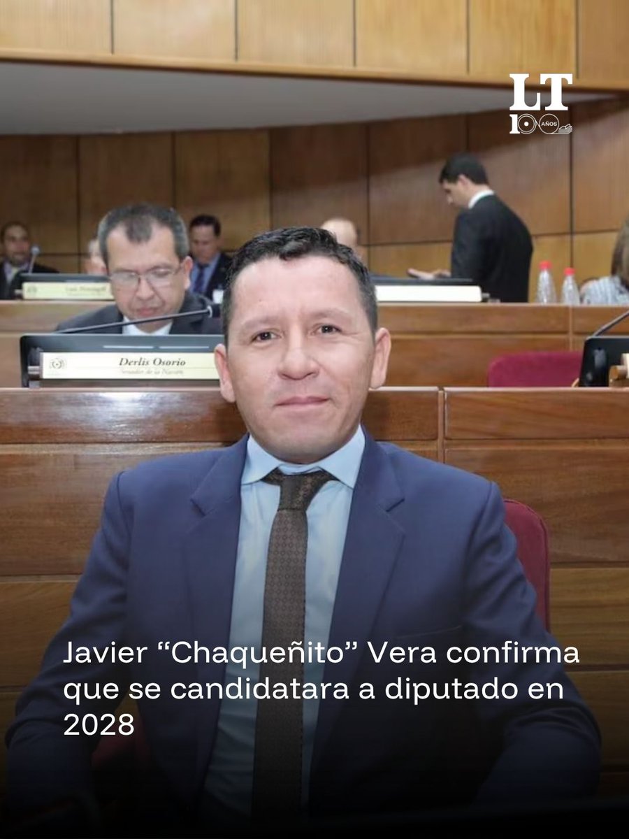 TribunaParaguay's tweet photo. 🏛️ El polémico exsenador Javier “Chaqueñito” Vera confirmó, en comunicación con el programa La Pelu de la Tribu (650 AM), que se candidatara a la Cámara de Diputados para las próximas elecciones generales del 2028. 

Vera aseguró de forma tajante que competirá por una banca en el Poder Legislativo a través de un partido independiente.

#LaTribuna #LaTribunaParaguay