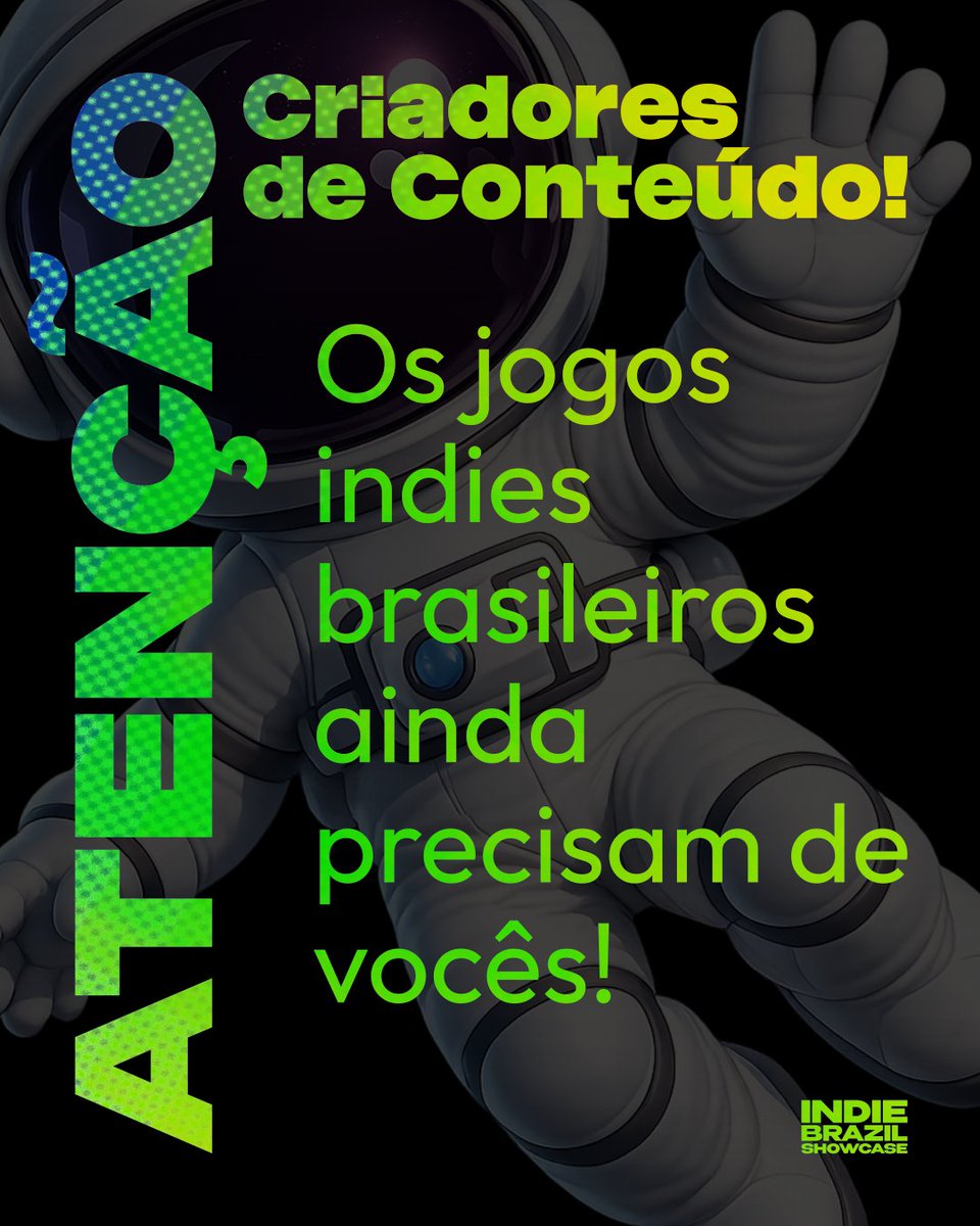 indiebrazilshow's tweet photo. O evento já passou, mas a verdade é que a missão está longe de acabar! O Indie Brazil Showcase foi apenas o ponto de partida. Agora, a verdadeira força para fazer os jogos nacionais alcançarem cada vez mais público está nas mãos de quem comunica e cria conteúdo todos os dias. 🇧🇷🎮

Vocês, criadores de conteúdo, são a ponte definitiva e a principal interface para que mais pessoas descubram essas produções incríveis. O algoritmo nem sempre facilita, e é aí que entra o poder da comunidade. Não importa o tamanho do seu canal ou da sua página: um repost, um comentário sincero, um react ou um stories rápido já fazem uma diferença monumental para um estúdio independente.

Faça a sua parte, apoie quem está produzindo aqui dentro e ajude a espalhar essas histórias. E saiba que você pode contar com a gente nessa jornada. O Indie Brazil Showcase nasceu e continuará existindo exatamente por isso. Tudo porque queremos ver, cada vez mais, as nossas produções locais com o destaque, o respeito e o palco que elas tanto merecem!

Vamos juntos nessa? 🚀
