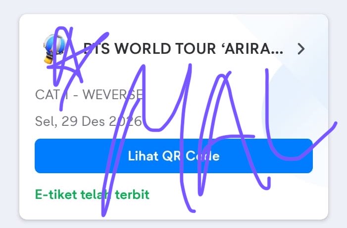 malsynasty's tweet photo. HARI INII, eh kemarin ngga deng. DAY 3 presale aku berhasil secured 4 tix untuk CAT 1 😭💜😭💜😭💜😭💜 semakin yakin akan diri ini yang ternyata alhamdulillah hoki buat war BTS https://t.co/m6zWCL4AfQ