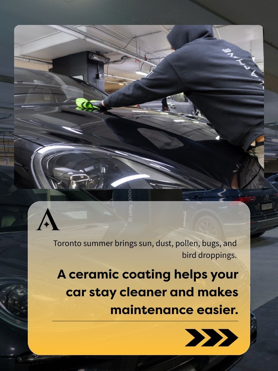 ALPHASHINE_IO's tweet photo. Ceramic coating is not just for car enthusiasts. It is for drivers who want their car to stay cleaner and be easier to maintain.🤮A ceramic coating helps create a protective layer that supports easier cleaning.✨ Ask us about coating before peak summer. 📞#theSIX #torontocars https://t.co/ym9lgkyH1N