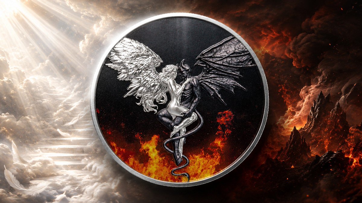 GR_Reserve's tweet photo. Add the 2026 Liberia Duality Paradox Angel π & Devil π 2 oz Silver Coin π₯ by Numiscollect to your collection!
https://t.co/gP2ClKe4EW
#SilverCoins #Numismatics #Numiscollect #CoinCollecting #Devil #Angel https://t.co/mUDeaUCvtw
