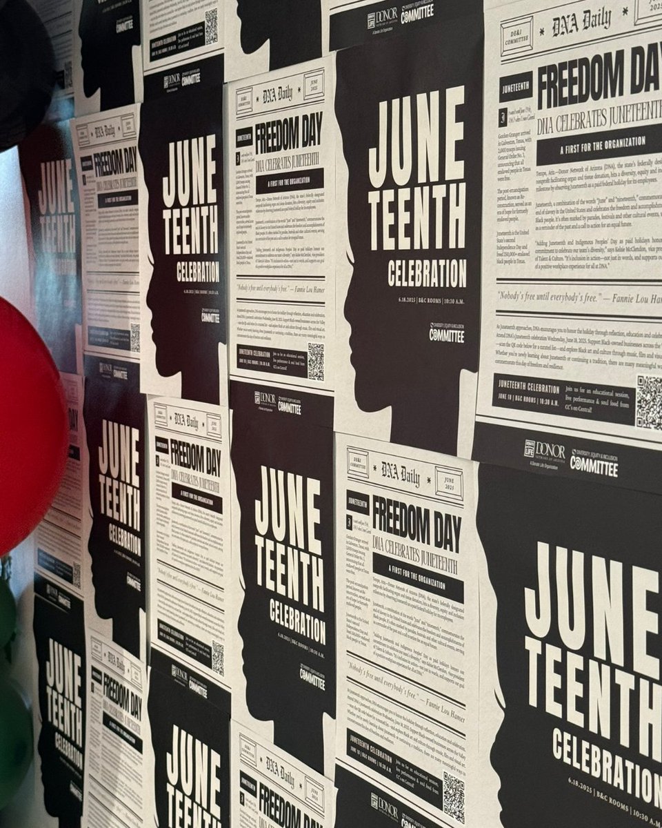 DonorNetworkAZ's tweet photo. “Nobody’s free until everybody’s free.” — Fannie Lou Hamer

Juneteenth marks the anniversary of Freedom Day when Union General Gordon Granger announced all enslaved people were free. 

Today: We celebrate freedom. Always: We work to eliminate disparities in donation and transplantation.❤️