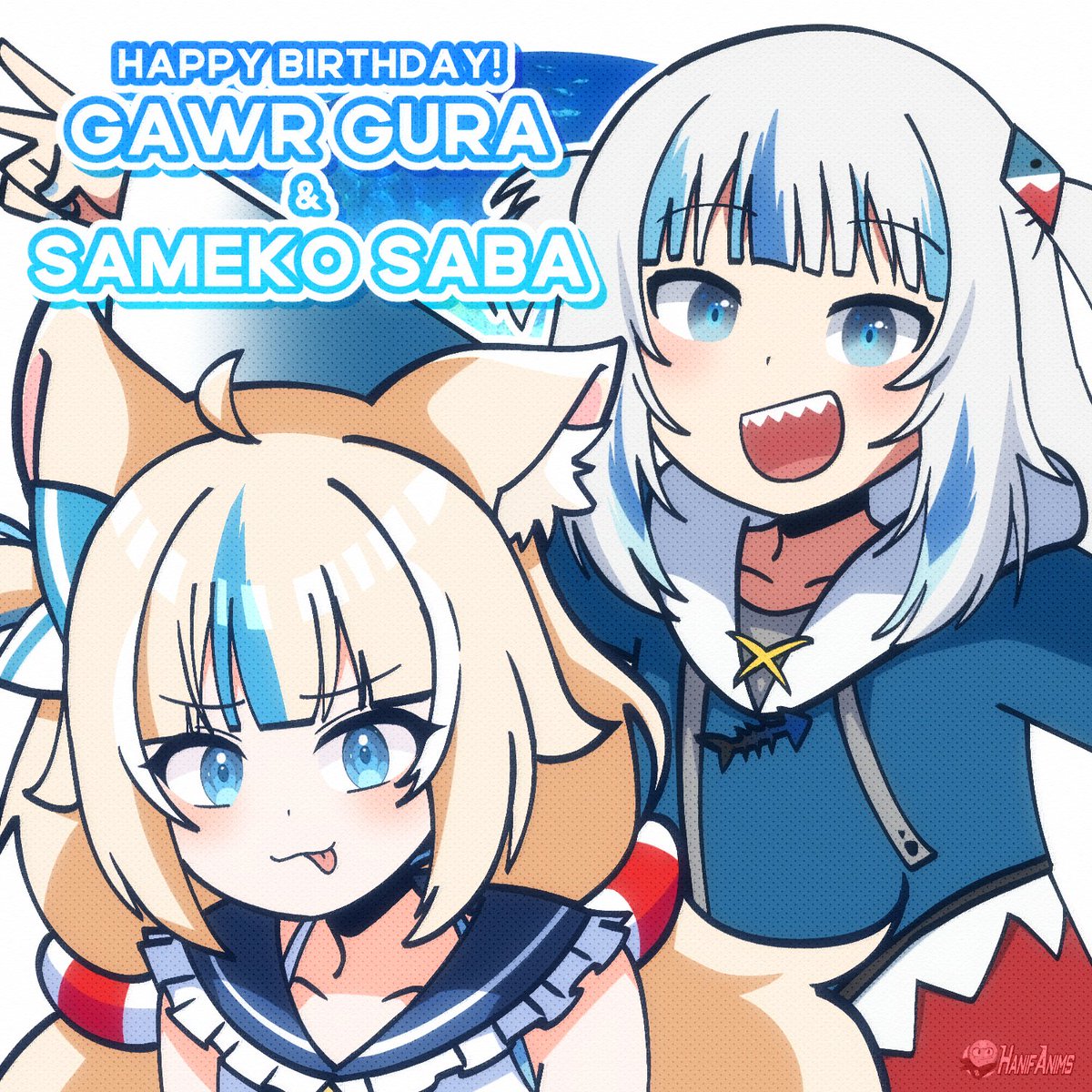 HanifVT's tweet photo. Happy birthday, Gawr Gura and Sameko Saba!
#gawrt #sabart https://t.co/OPvrgfFhFn