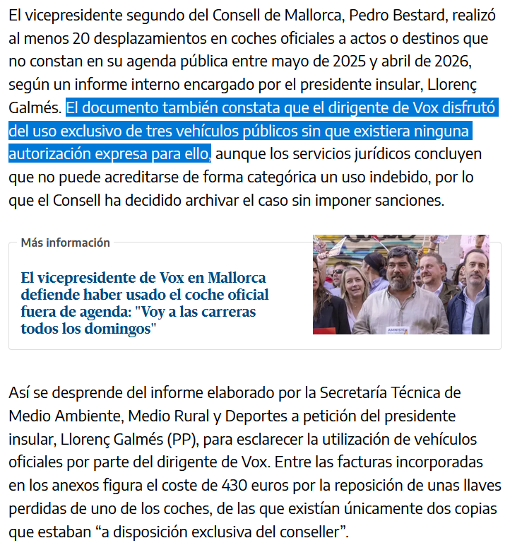 comuflauta's tweet photo. Estas de puta coña.

El vicepresidente balear, Pedro Bestard uso hasta 3 vehículos públicos distintos sin autorización.

En una de las justificaciones dadas por el vicepresidente fue recoger una cabra que llevo a la taxidermia.

Y ojo a una de las partes (es que me hace demasiada gracia) utilizó uno de los barcos de utilidad pública del gobierno balear por PRESCRIPCIÓN MÉDICA, para ir a una GALA DE LA FEDERACIÓN ESPAÑOLA DE LA CAZA.