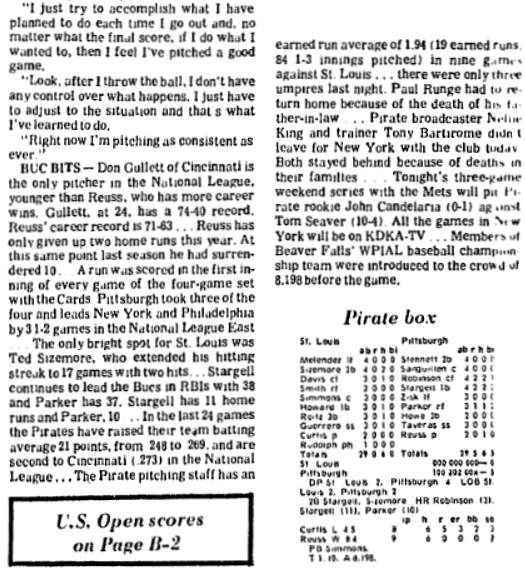 rieraci's tweet photo. 1975 - Jerry Reuss blew out his birthday candles by shutting out the St. Louis Cardinals 5-0 at Three Rivers Stadium, tossing a complete game six-hitter with seven whiffs. Homers by Willie Stargell, Dave Parker &amp; Bill Robinson gave the southpaw all the b-day gifts he needed. https://t.co/f5xZvPAAPB
