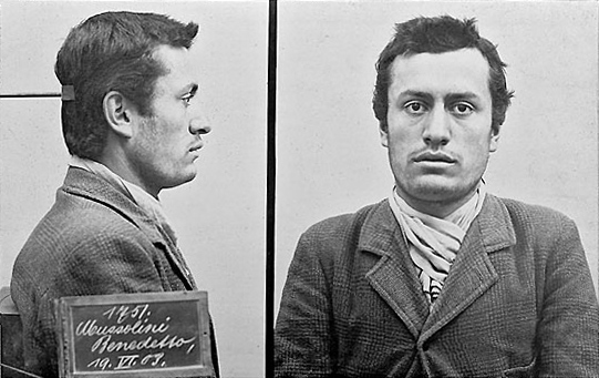 VoicesofWW2's tweet photo. Swiss police mugshot of Benito Mussolini, 19 Jun 1903 https://t.co/zeZGQKPJ0t