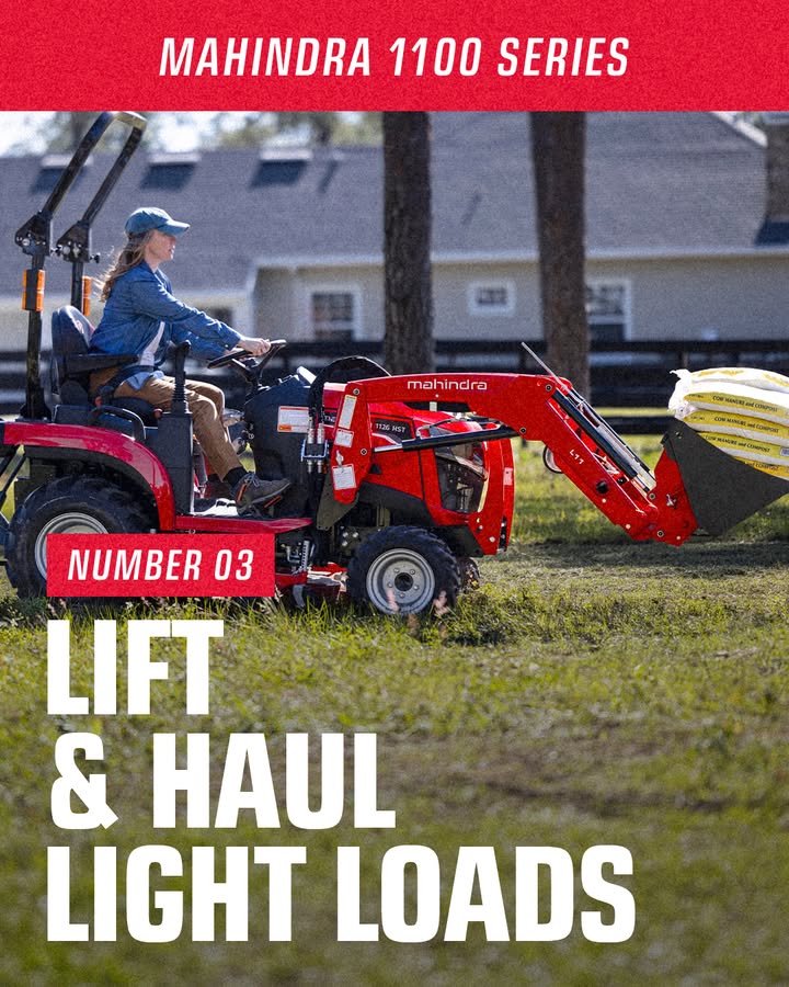LithgowMotors's tweet photo. Take a look at the top 5 tasks the Mahindra 1100 series can tackle with ease. Want to learn more? Call us today at  (217) 283-5171!
#MahindraTractors #MahindraTough #OutworkingTheField
@mahindra_usa
.
.
.
#Mahindra #MahindraROXOR #TractorNation #TractorPower #Viral #ExplorePage https://t.co/Qt7JhaB0tI