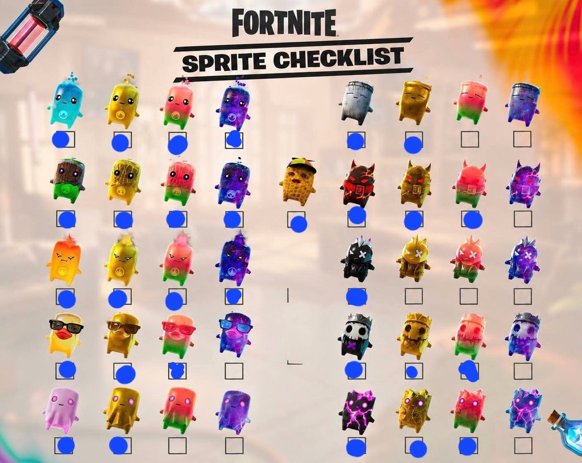Kyle_2728's tweet photo. #update on my #fortnitesprite collection, willing to trade/index lmk what ya'll need https://t.co/PwyWka9cZT