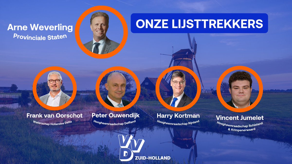 vvdzuidholland's tweet photo. 🧡💙Dit zijn onze lijsttrekkers voor de Provinciale Staten- en Waterschapsverkiezingen!

Tijdens de algemene ledenvergadering van VVD Zuid-Holland zijn vandaag de lijsttrekkers gekozen voor de verkiezingen van 17 maart 2027.

#vvd #zuidholland #provincialestaten #waterschappen https://t.co/1QoxzHdcNi