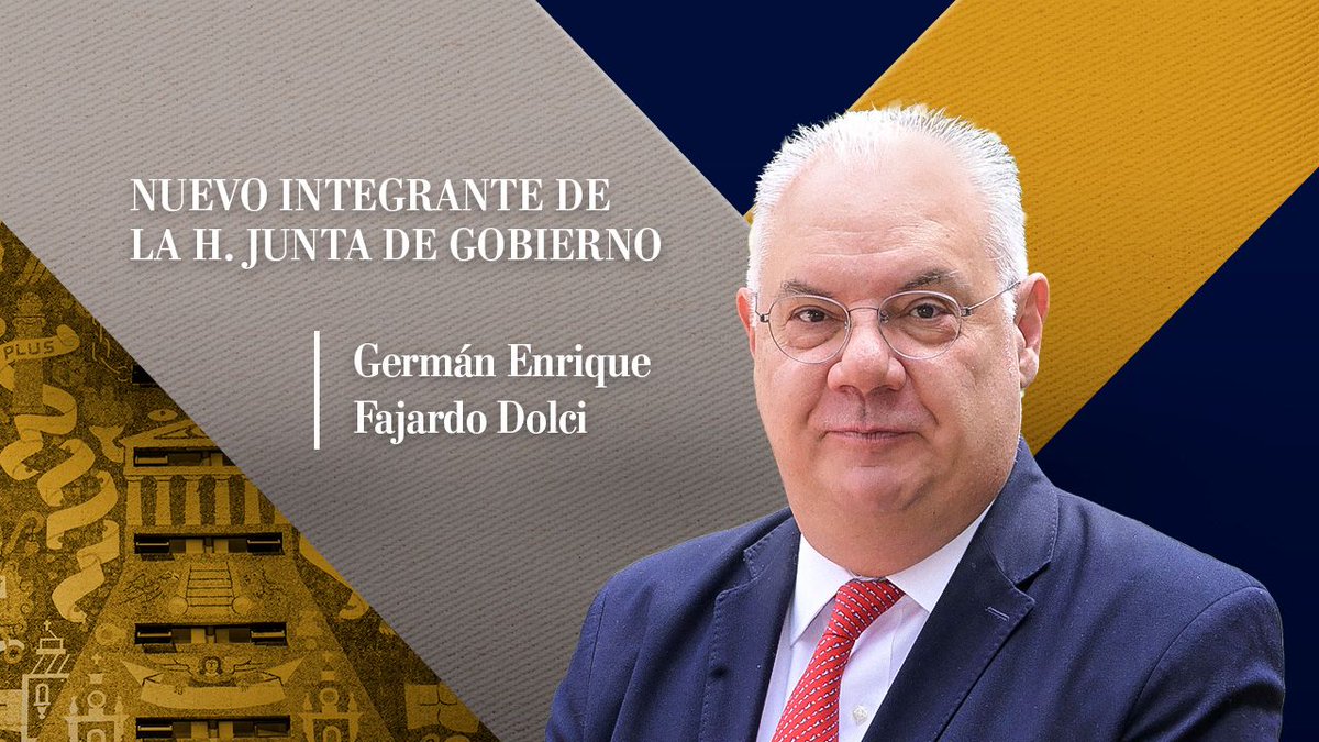 UNAM_MX's tweet photo. El #ConsejoUniversitarioUNAM designó al doctor Germán Enrique Fajardo Dolci como nuevo integrante de la H. Junta de Gobierno, tras un proceso que incluyó convocatorias abiertas a la #ComunidadUNAM, comparecencias de las personas aspirantes y la votación del pleno. https://t.co/uABJFFs3ld