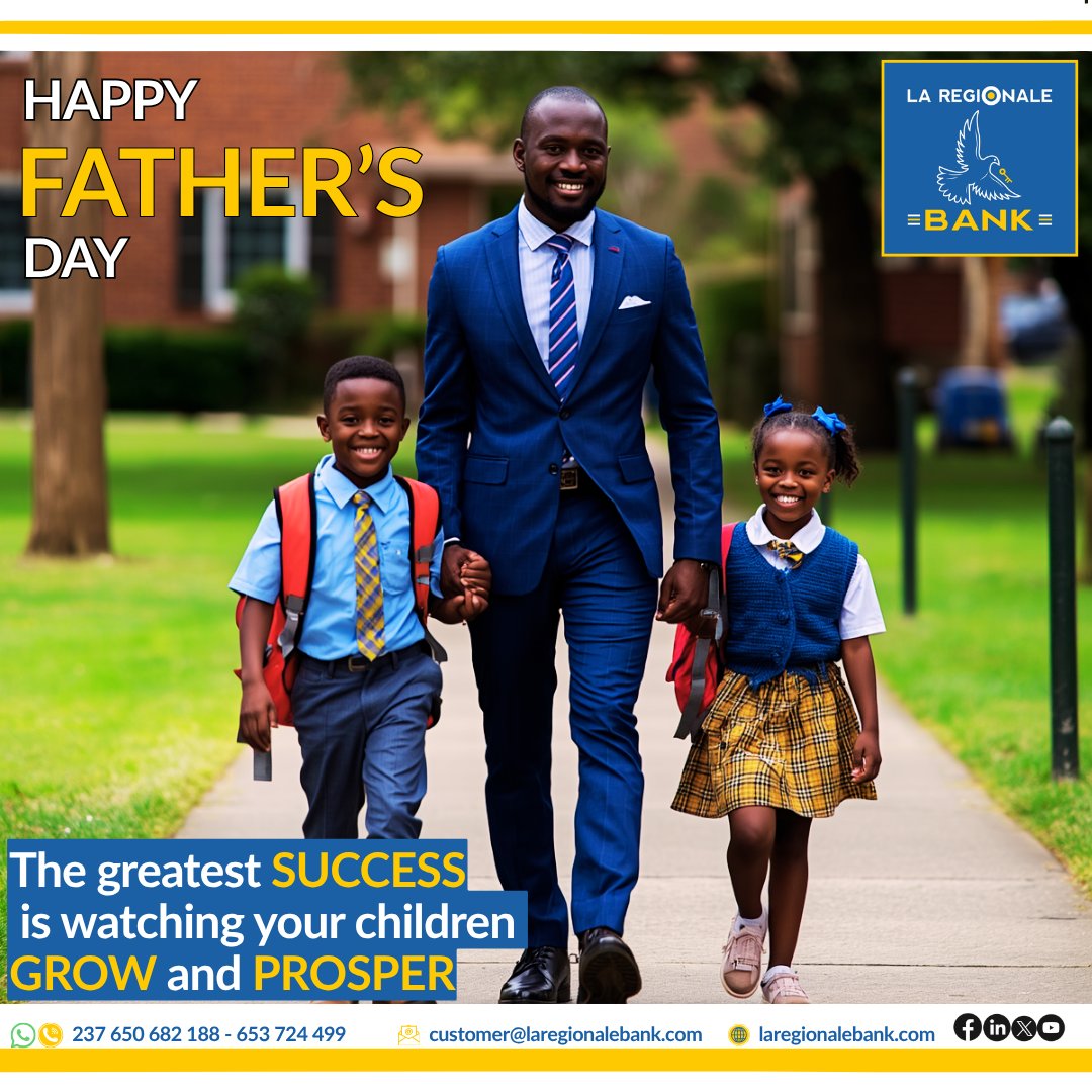Regionale_BANK's tweet photo. [HAPPY FATHER'S DAY]

Happy Father's Day to all connected, ambitious, and visionary dads! Whether you are financing your children's education or preparing for their future.
We are proud to stand by your side every step of the way.

#laregionalebank #Celebration #Education https://t.co/o3PxCfmjAY