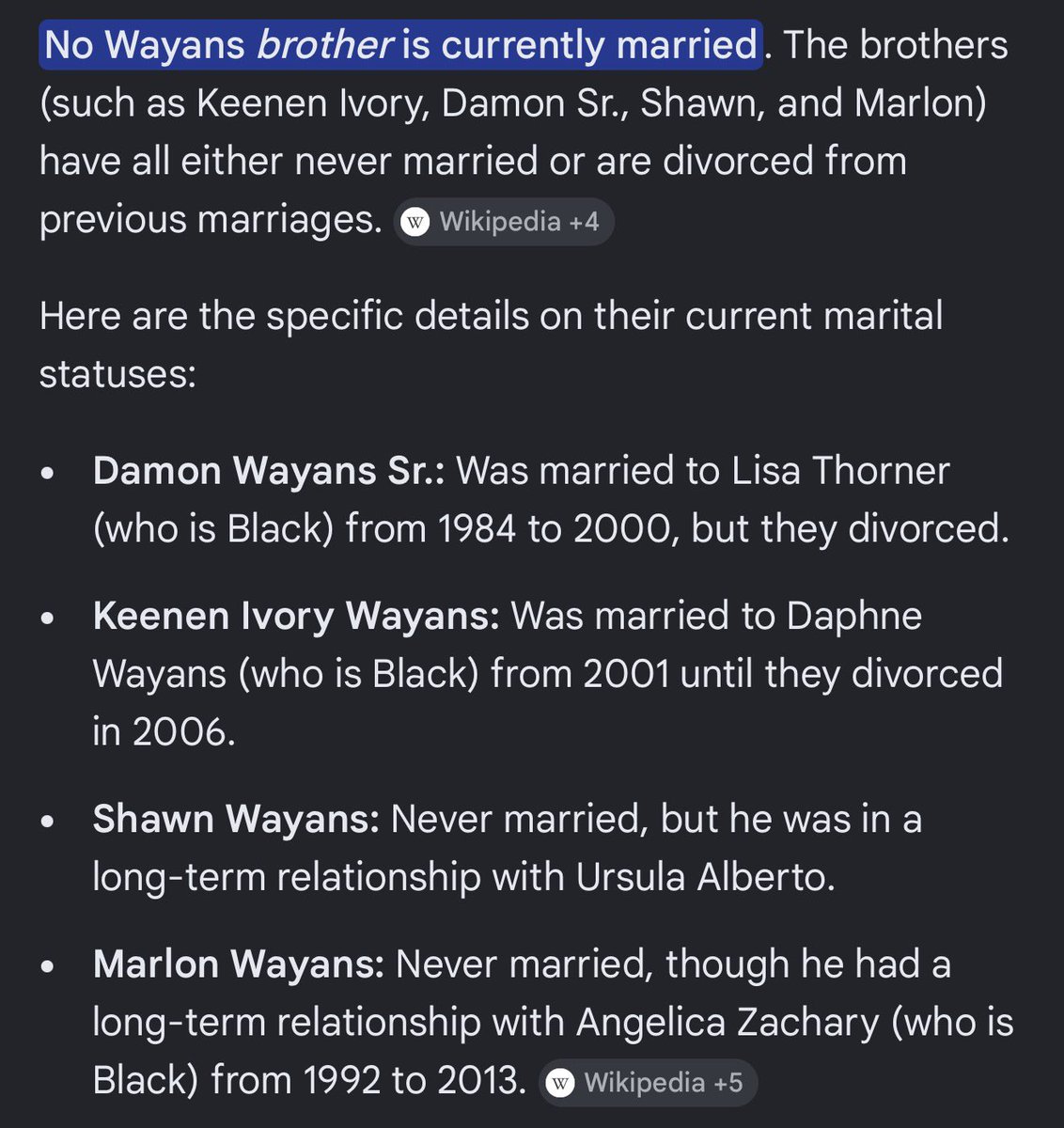 NateHipHopHead's tweet photo. @jiggyjayy2 Lmfao the fact that none of them are currently married, 2 have been married, and all 4 have been attached to a black woman and you posted this bum ass caption is corny as fuck. Especially when you could’ve googled their relationship histories https://t.co/0kkt6utGv5