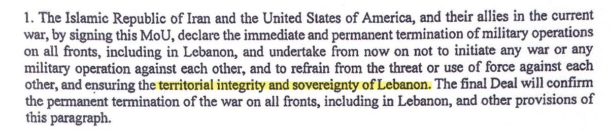 DrEliDavid's tweet photo. Did Iran got tricked into accepting the disarmament of Hezbollah?
"Territorial integrity and sovereignty of Lebanon" implies a single national military force, as in any sovereign nation, i.e., no separate terrorist militia.
_ https://t.co/SwaN4Qgx5I