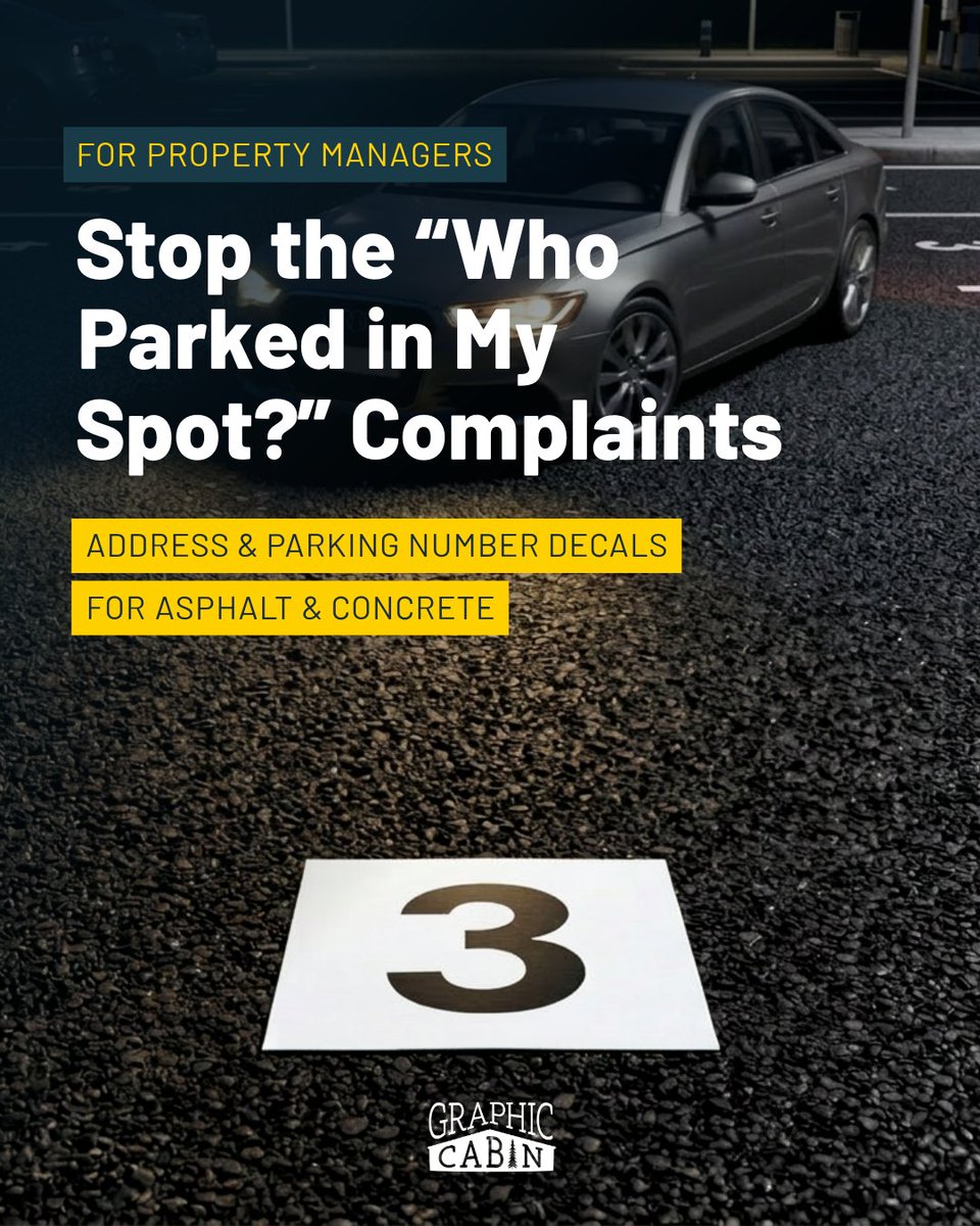 GraphicCabin's tweet photo. Few things irritate residents faster than coming home to find someone in “their” space. 

Address &amp; Parking Number Decals (0–9) give each stall a clear, durable identity, so residents, guests, and service vehicles know exactly where they belong: https://t.co/cSgKW2wYgy https://t.co/OcyvPJ93C7