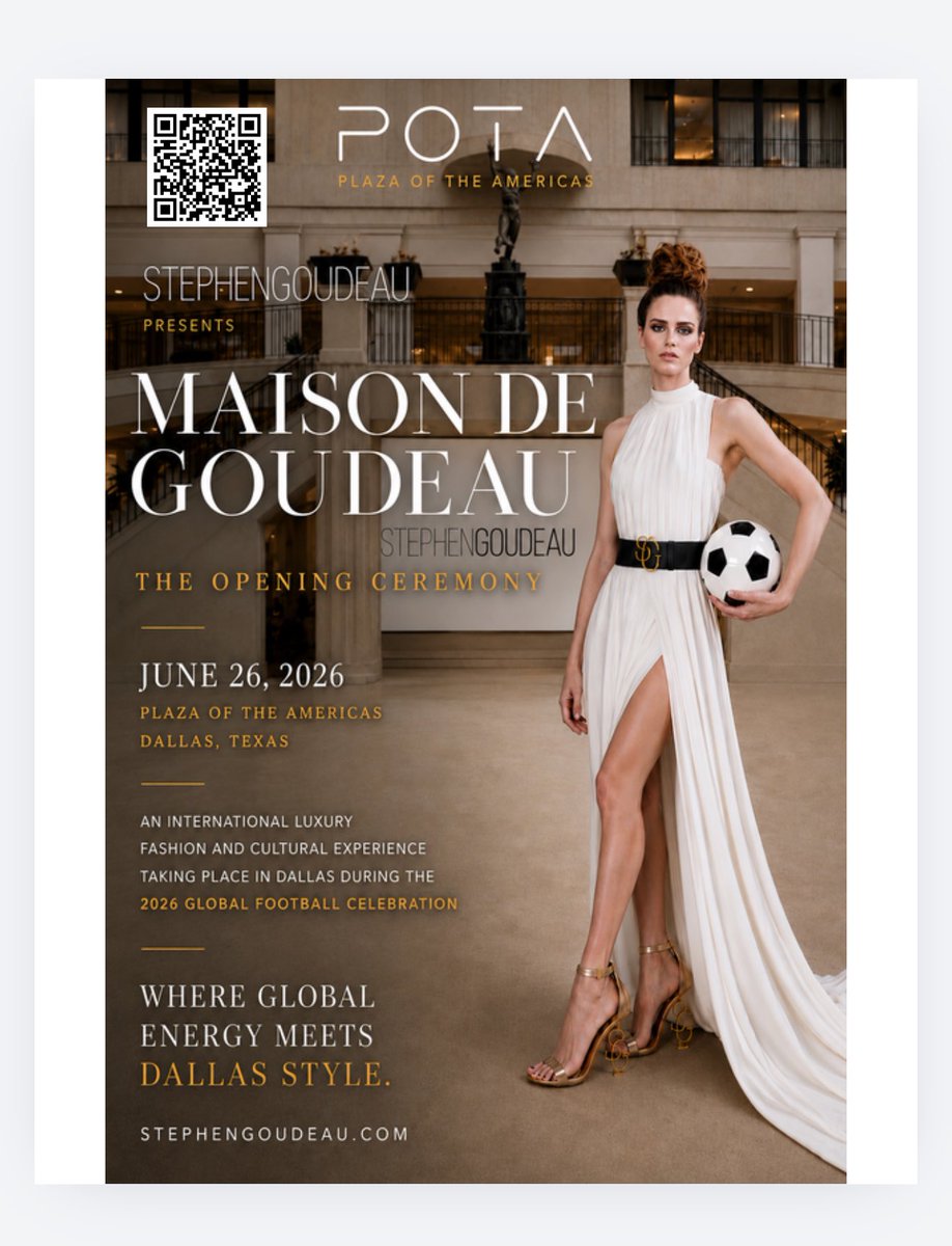 stephengoudeau's tweet photo. Join STEPHEN GOUDEAU for Maison de Goudeau: The Opening Ceremony. An evening where fashion, art culture and global energy coverage in the heart of Dallas.

June 26th 2026 
6:00pm

📍Plaza of the Americas, Dallas 

Get your TICKETS !

https://t.co/KheEZ4fXYk https://t.co/bKZGbcfkik
