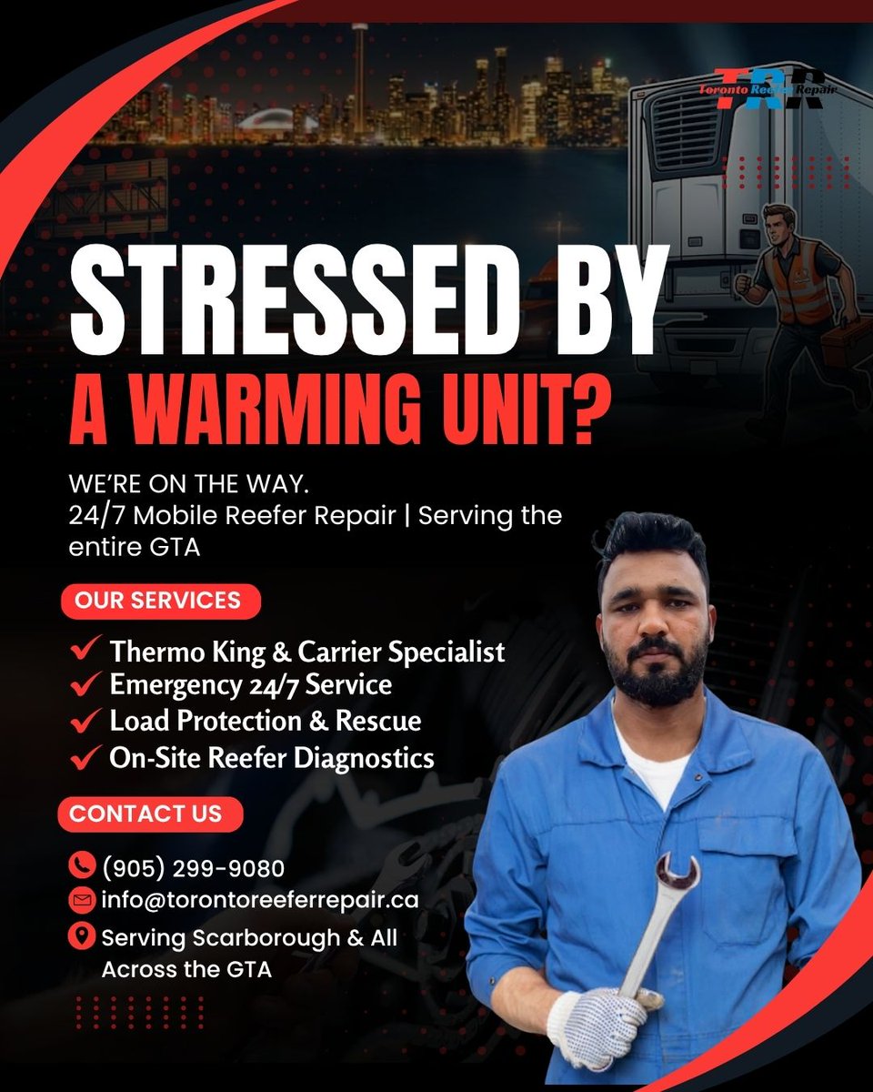 GTAReeferRepair's tweet photo. Reefer down? Don't let your load thaw! 🚛❄️ We provide 24/7 expert mobile repairs for Thermo King and Carrier units across the GTA. Call (905) 299-9080 or visit https://t.co/q1EdO7Xb1n today!

#ReeferRepair #ColdChain https://t.co/GOPopBq6Wr