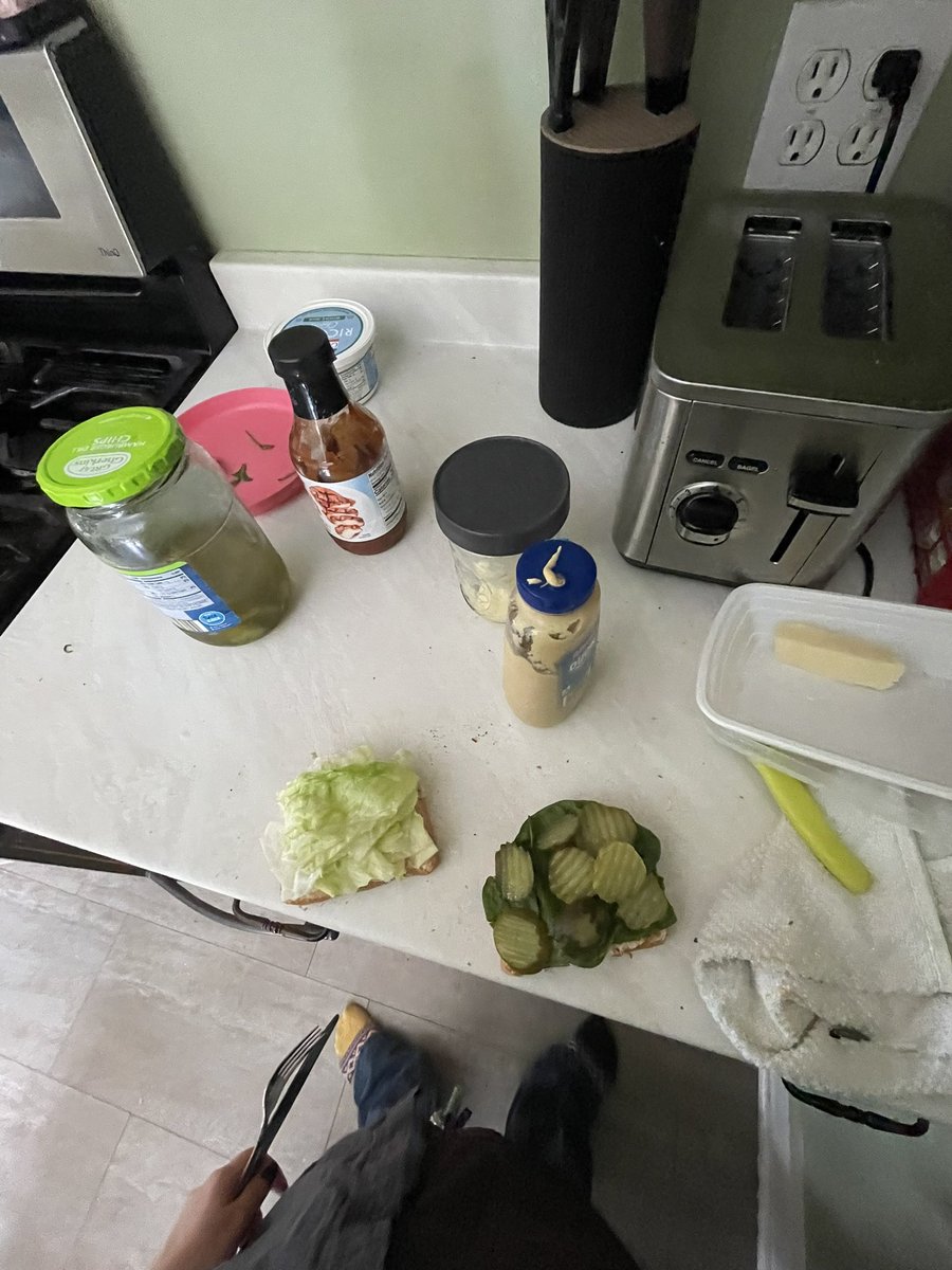 low_2_no's tweet photo. Sometimes I get too excited about stuff and I start to shake and it scares ppl

Lettuce spinach cheese and pickle sandwich with a lot of mustard and bbq mixed with ricotta cheese https://t.co/fRUEJnoZuP