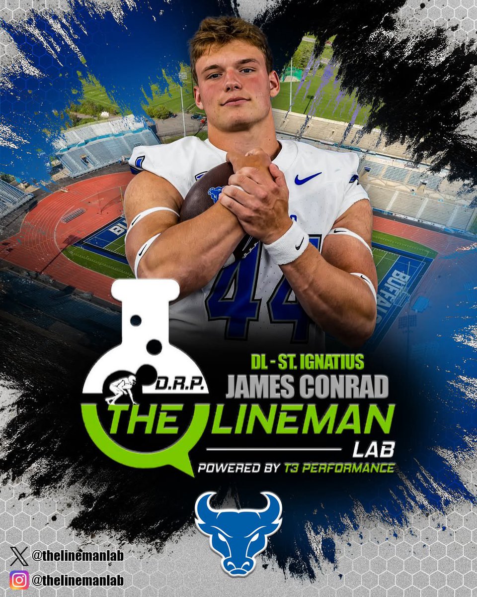 thelinemanlab's tweet photo. #CommitmentAlert 🚨

◾️ Class of 2027 @jamesconrad2027
◾️ O-Lineman from St. Ignatius 
◾️ Committed to @UBFootball 

Congratulations James! We are looking forward to seeing you compete at the next level!

#LabMade🧪 https://t.co/FHhYhj5R3K