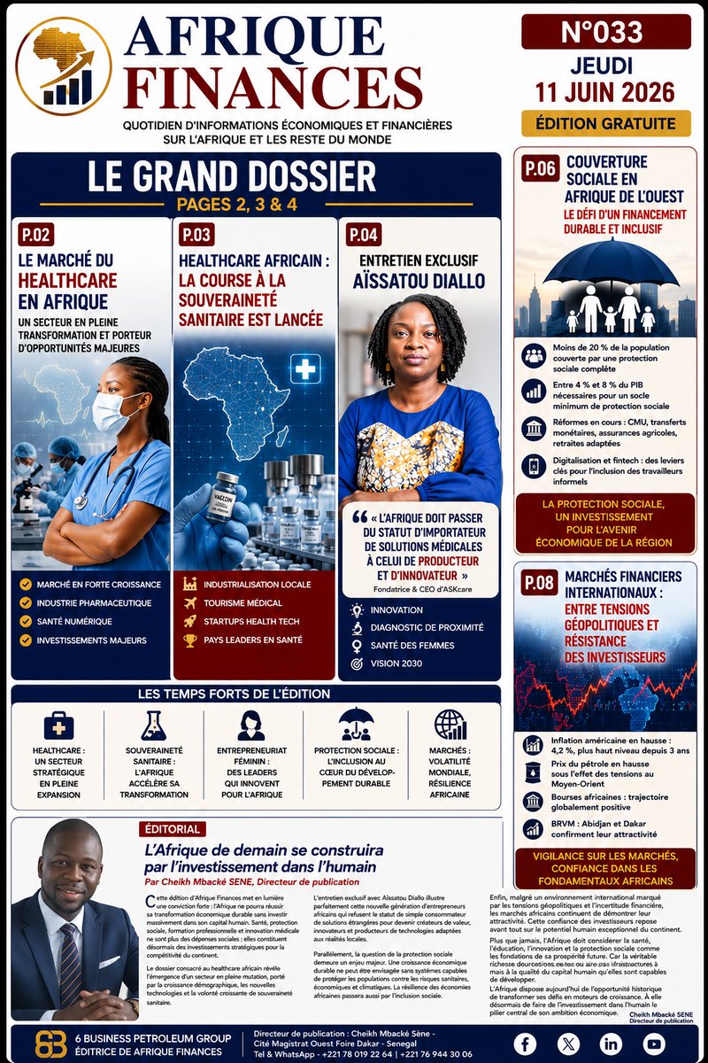 AfriqueFinances's tweet photo. 📰 Quelques-unes des Unes d’AFRIQUE FINANCES de ce mois de juin 2026, marqué par une relance intense et une nouvelle dynamique éditoriale. https://t.co/G2JJUfoyNF