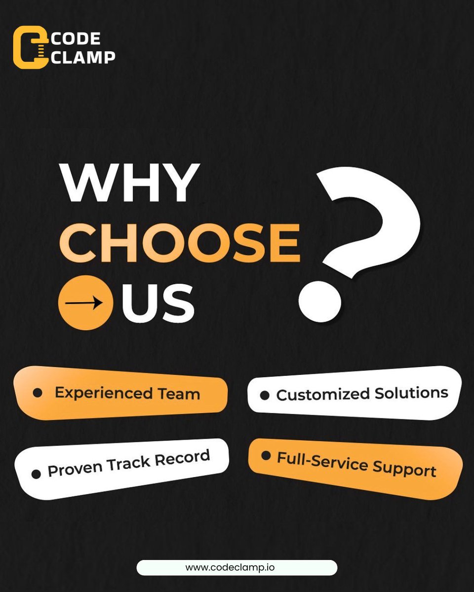 code_clamp's tweet photo. Businesses choose @code_clamp because successful digital products need more than code. 

They need strategy, execution, reliability, and a team invested in results.

#CodeClamp #SoftwareDev #WebDev #MobileAppDev #CustomSoftware #TechAgency #BusinessGrowth #StartupSuccess https://t.co/bHwHffR87c
