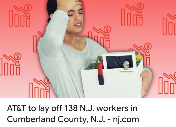 wakeupnj's tweet photo. AT&T will lay off 138 employees at its Cumberland County office after Labor Day, Citibank filed a notice to lay off 68 employees, UBS Financial Services will lay off 65 employees at its Weehawken office later this summer

Things aren't going well in Jersey 🙄
https://t.co/03SDLeymnD