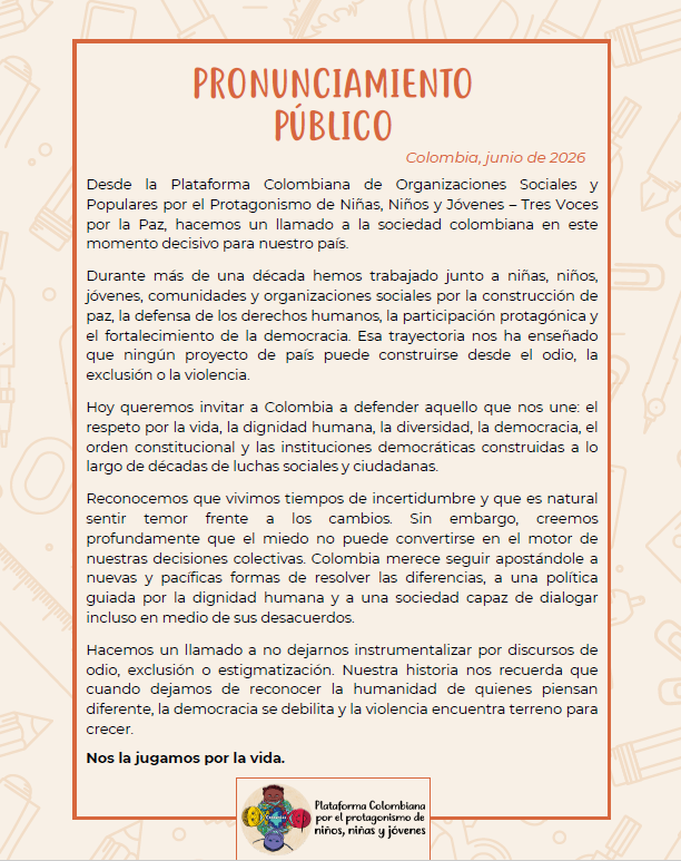 Plataforma3V's tweet photo. Queremos invitar a Colombia a defender aquello que nos une: el respeto por la vida, la dignidad humana, la diversidad, la democracia, el orden constitucional y las instituciones democráticas construidas a lo largo de décadas de luchas sociales y ciudadanas. https://t.co/ajvFSdLxqb