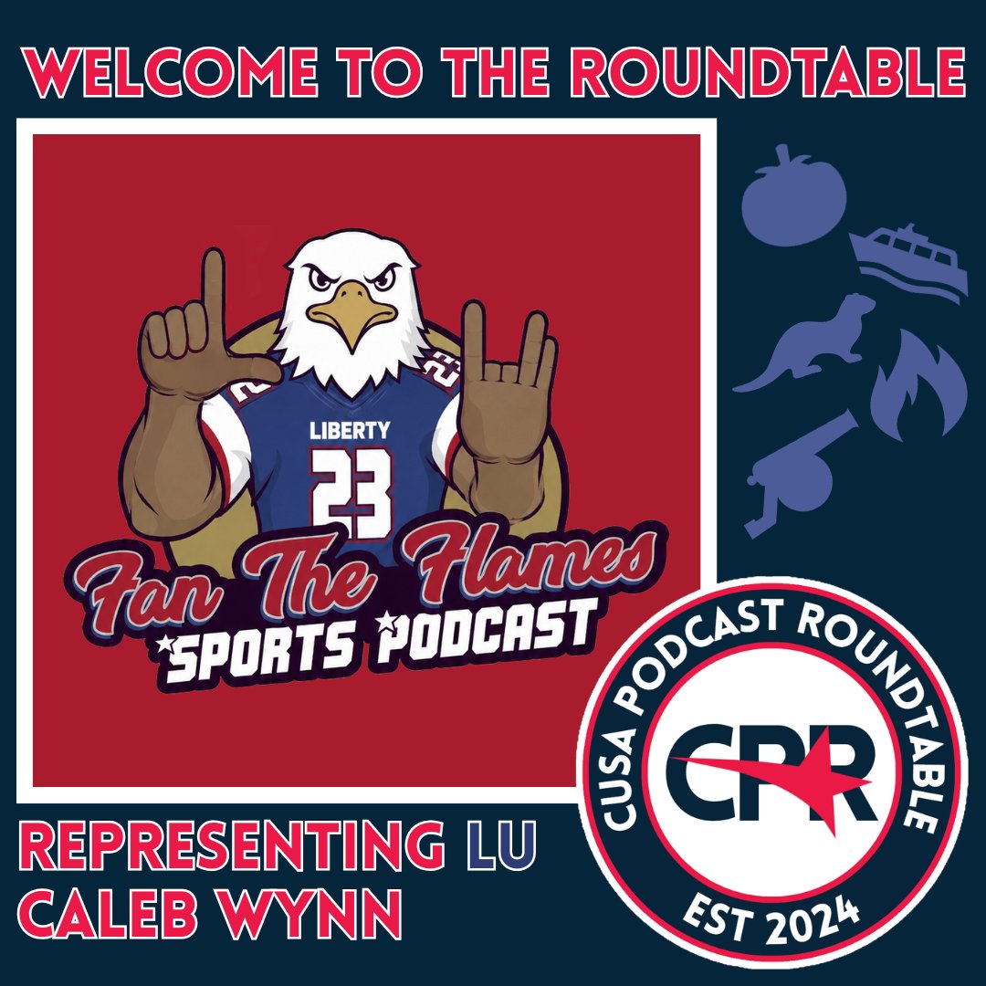CUSARoundtable's tweet photo. New Name ✅
New Look ✅
New Host ✅

Please re-welcome the Fan The Flames SPORTS Podcast, now hosted by @CalebWynn10! 🔥

#CUSA | #Liberty https://t.co/6ASY2SgRHf