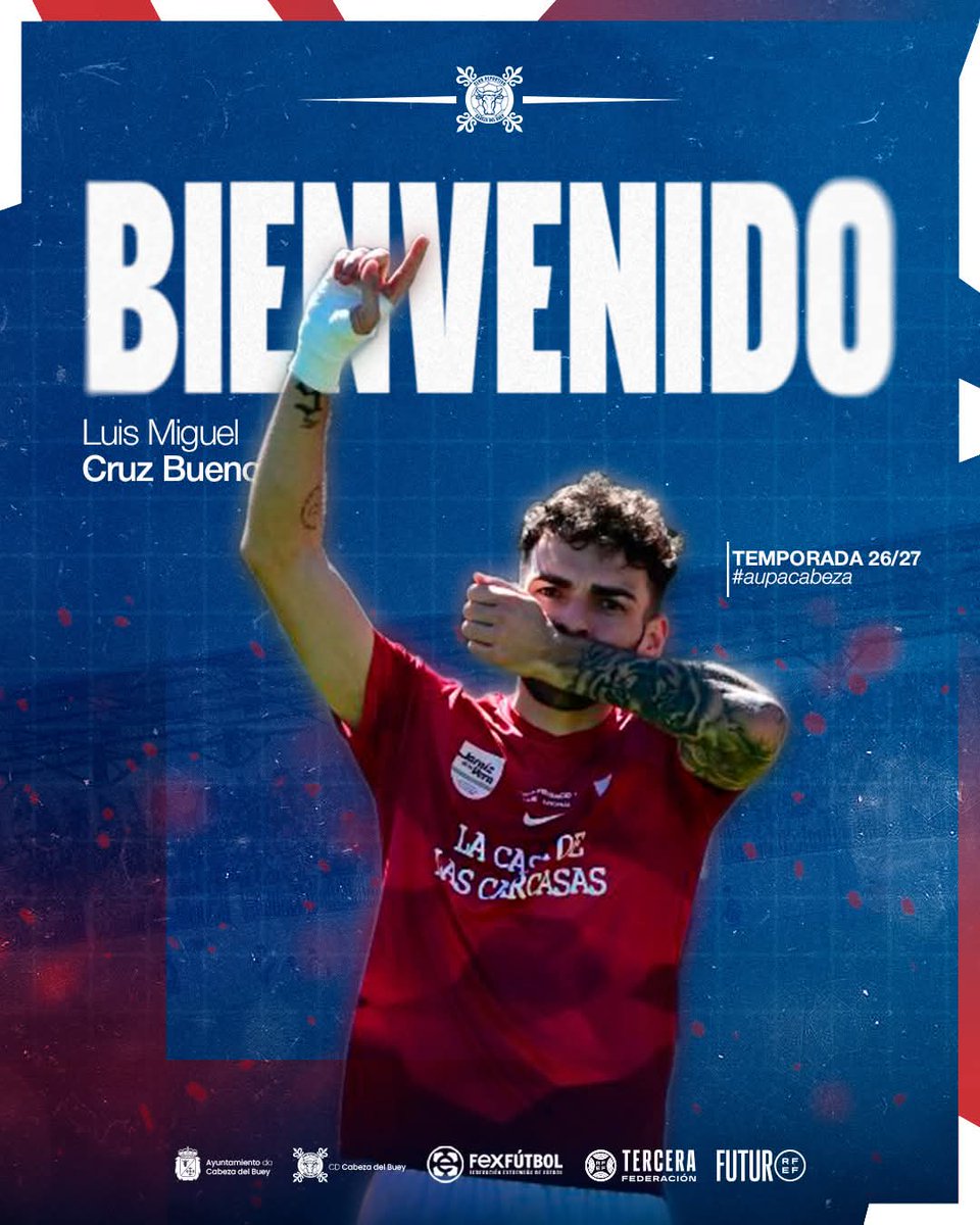 CDCabezaDelBuey's tweet photo. 🔴 ¡FICHAJE - LUISMI!

💣 Luismi Bueno ya es jugador de nuestro club
⚽️ Calidad, visión, gol y desequilibrio para reforzar nuestro ataque

🔥 Uno de los jugadores más determinantes de la categoría llega al Municipal para aportar talento, creatividad y ambición.

#AupaCabeza https://t.co/sj9yFuAx7U