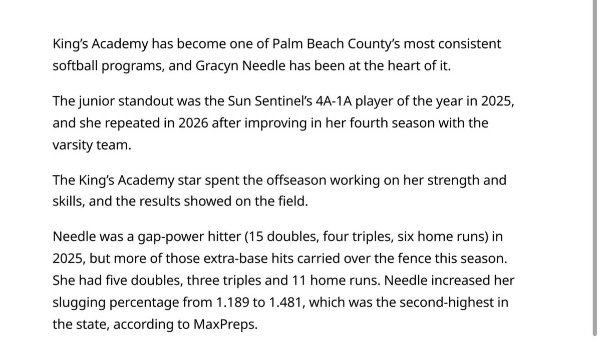 Gracyn Needle 2027 tweet media