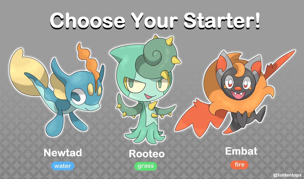 toldentops's tweet photo. Officially sharing the beginning of the Alker Region, a fakemon project that I’ve been working on for a long time! I will be sharing fakemon every friday under #AlkerRegion ! Please look forward to it!
#pokemon #fakemon
Choose your starter in the poll below ⬇️ https://t.co/fIFTRtAgEg