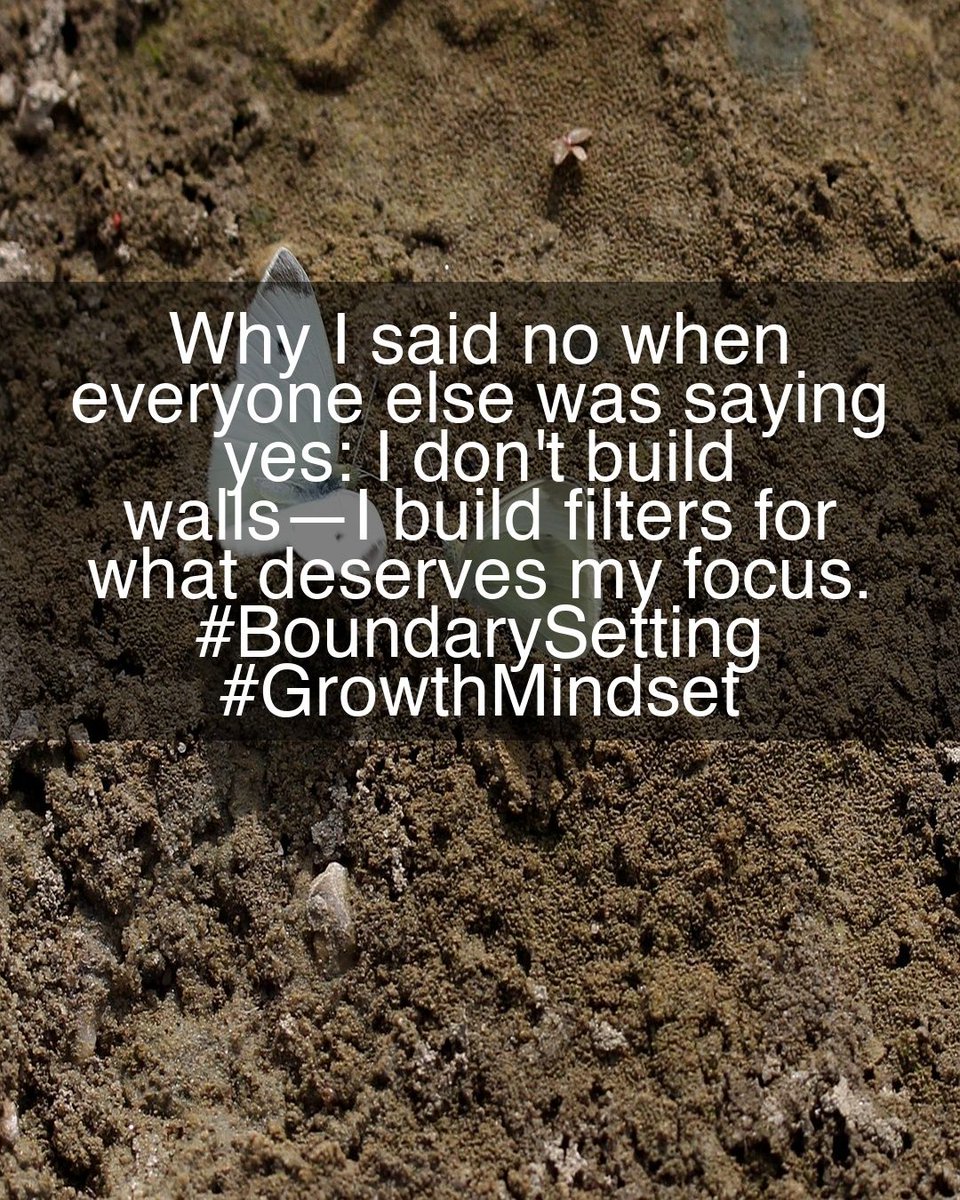 AlexEnrightInc's tweet photo. Why I said no when everyone else was saying yes:
I don't build walls—I build filters for what deserves my focus.

#BoundarySetting #GrowthMindset https://t.co/d1CQkeDw6f