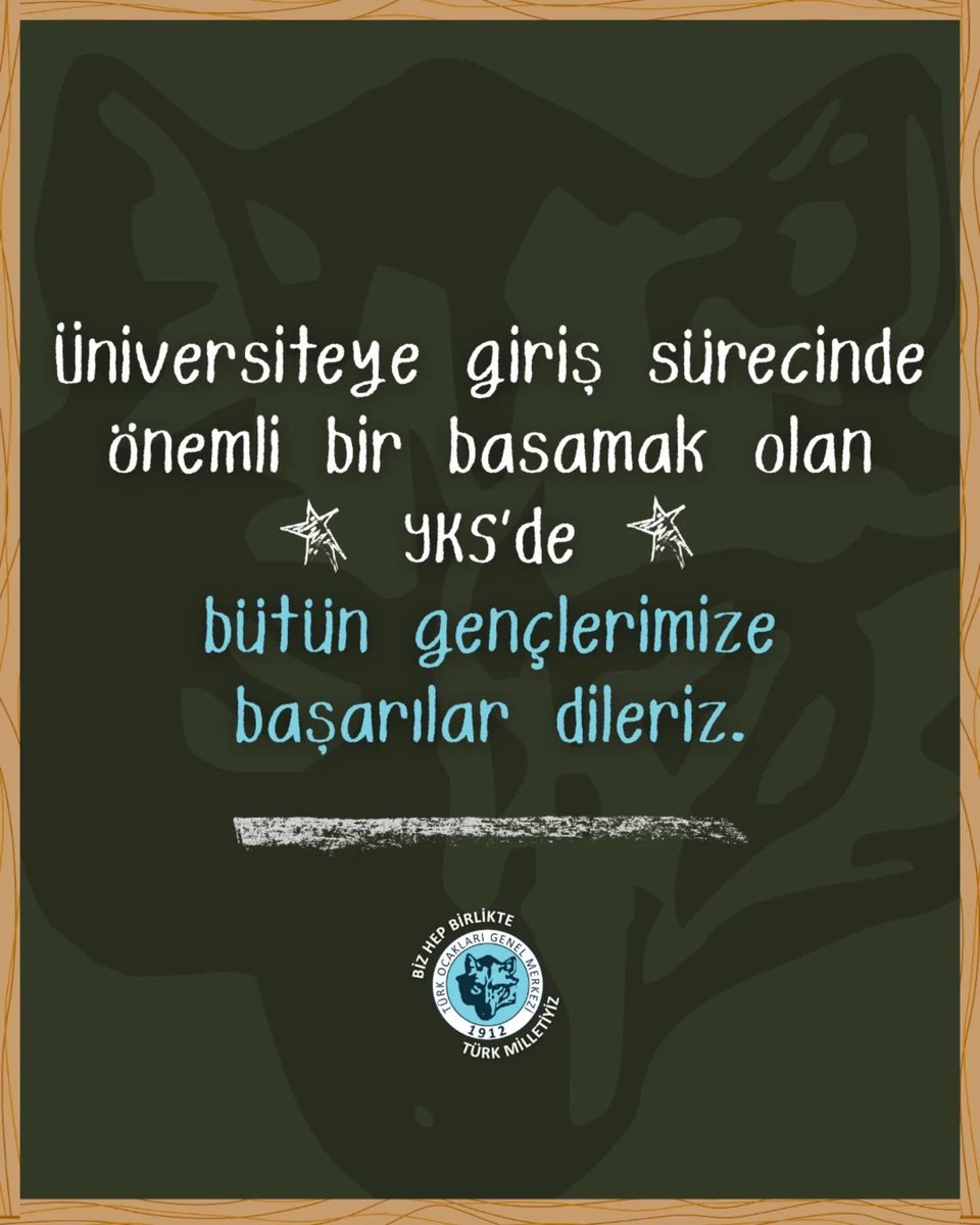 Turkocag37's tweet photo. Üniversiteye giriş sürecinde önemli bir basamak olan YKS’de bütün gençlerimize başarılar dileriz. https://t.co/MScMivzuDz