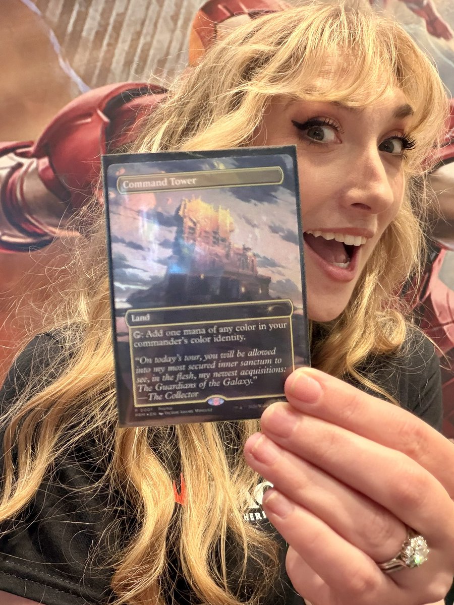 itsannamargaret's tweet photo. I got the card!!! We are at the Disney Parks Experience at the Disneyland Hotel in Anaheim, CA for the Magic the Gathering Marvel Super Heroes Prerelease! Join us! #mtgxmarvel https://t.co/gtjGTJZnZm