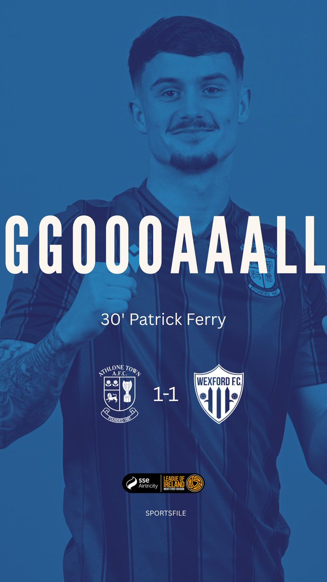 AthloneTownAFC's tweet photo. 30' GOALLLLL! Patrick Ferry 1-1 #ATHWEX https://t.co/dSQzd0eaHj