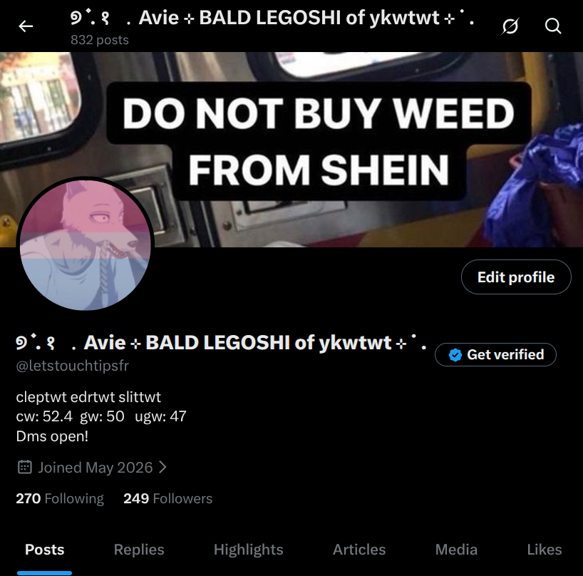୭ ۫ . १ ﹒Avie ⊹ BALD LEGOSHI of ykwtwt ⊹ ˙ . tweet media