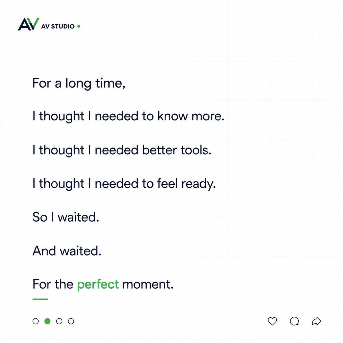 Av_studio01's tweet photo. Storytelling through graphics.

"I wish I started earlier."

A short story. 🟢

#storytellingthroughgrapics https://t.co/yXj1WyJwVn