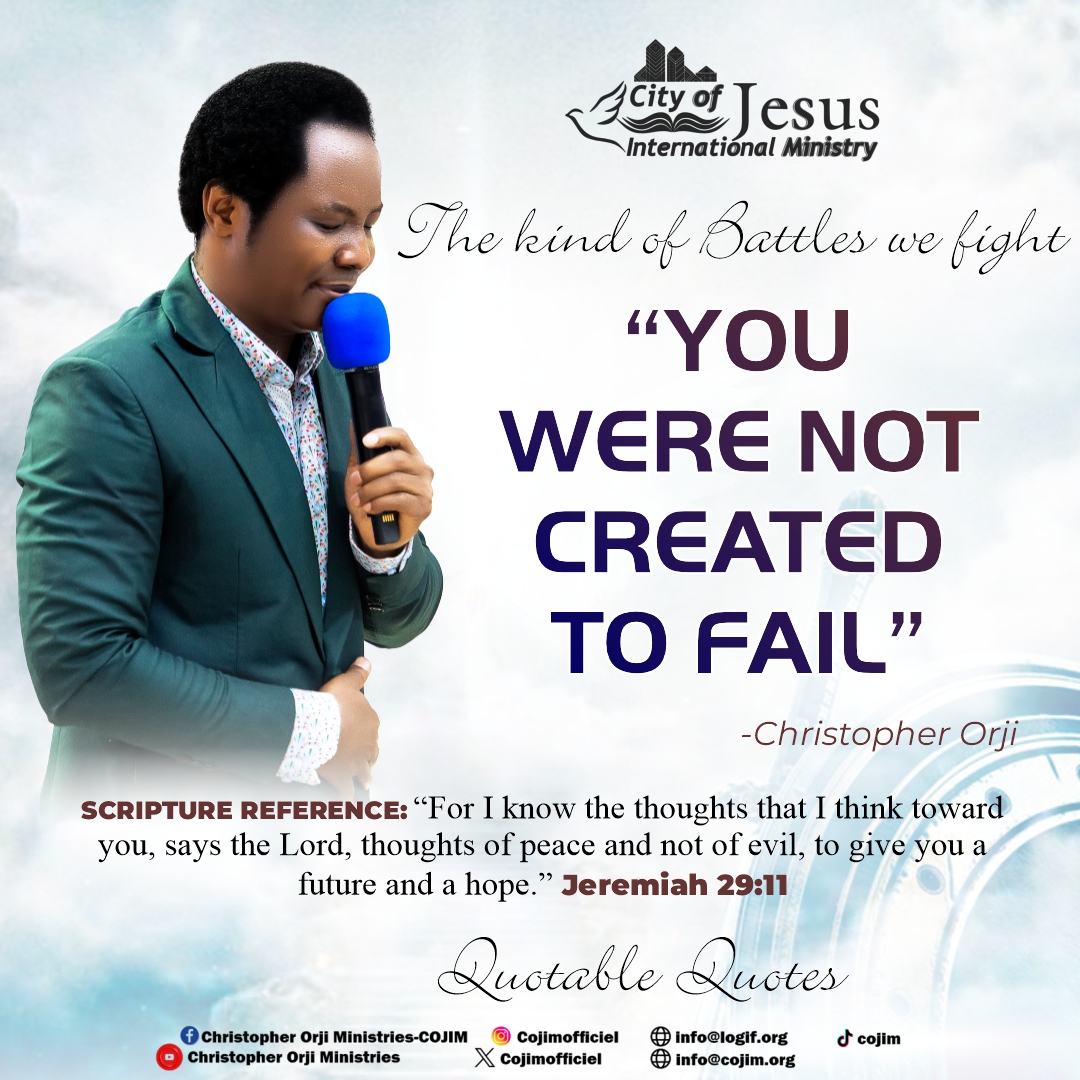 cojimofficiel's tweet photo. Quotable Quotes By Man Of God, Christopher Orji   

Sermon: The kind of battles we fight.  
https://t.co/2U2PqaT4cu

 Shalom!  

https://t.co/l5STQTp77g 
https://t.co/4x5Li8lbEM 
#cojim || #logif https://t.co/20yejCYhfc