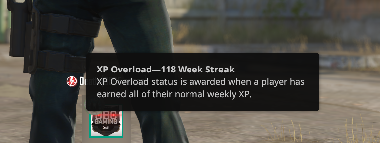 spidizzleman's tweet photo. @CounterStrike Just saying that if your over 100(118 mine) week streak you should get a new color. https://t.co/qD8oCm59K2