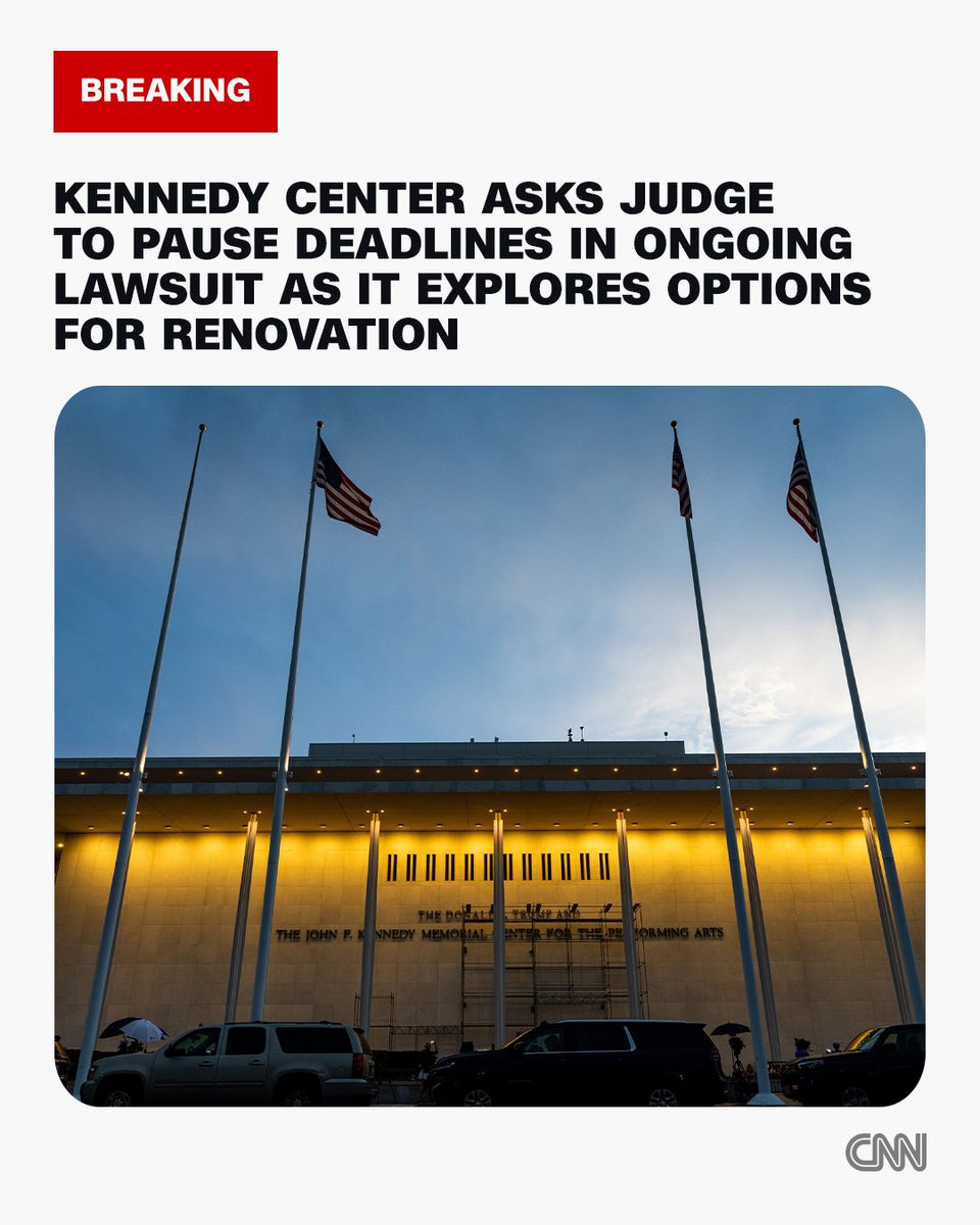 cnnbrk's tweet photo. The Kennedy Center asked a federal judge for more time to comply with deadlines in an ongoing lawsuit over its looming closure as the center's board explores avenues for renovation. https://t.co/Jm1bUGzFPy https://t.co/wDj9e9GNHB