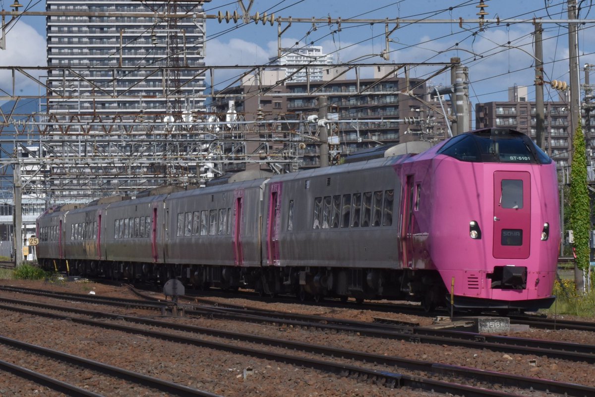 furico283_901's tweet photo. 2026.6.20
特急すずらん２号と特急宗谷の並走バトル
今日は785系とはまなす編成のコンビ
天気が良すぎて、返しがひどい状態に…
編集で見れるようにしました。
暑くなりそうな朝でした。 https://t.co/x4oTYw7EVE