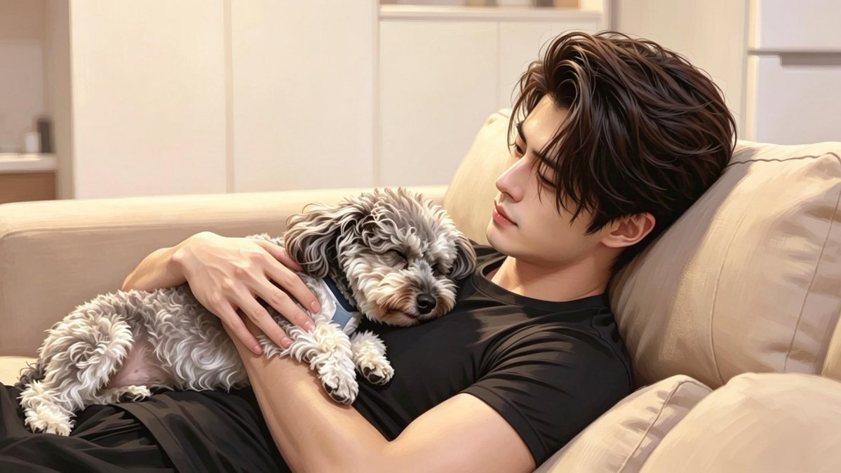 MBChronicles_'s tweet photo. A veces solo necesitas esto… silencio, calma y buena compañía 🖤🐶
#SoftLife #DogLover #AIart #CalmEnergy https://t.co/G5pcbtegCA